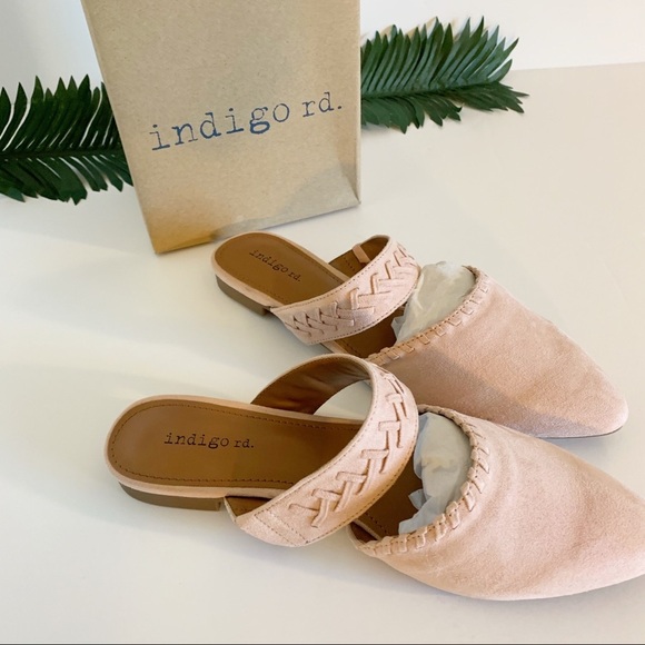 Indigo Womens Gabela Fabric Toe Slide Flats, Blush - Picture 1 of 7